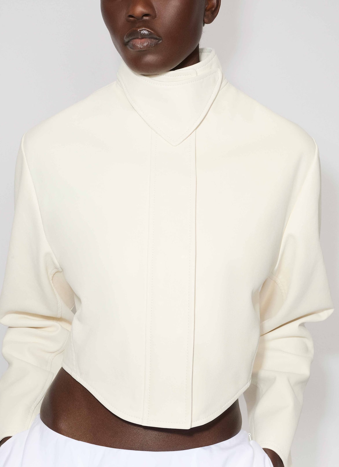 LEATHER MOTO JACKET ALAÏA WHITE LEATHER MOTO JACKET
